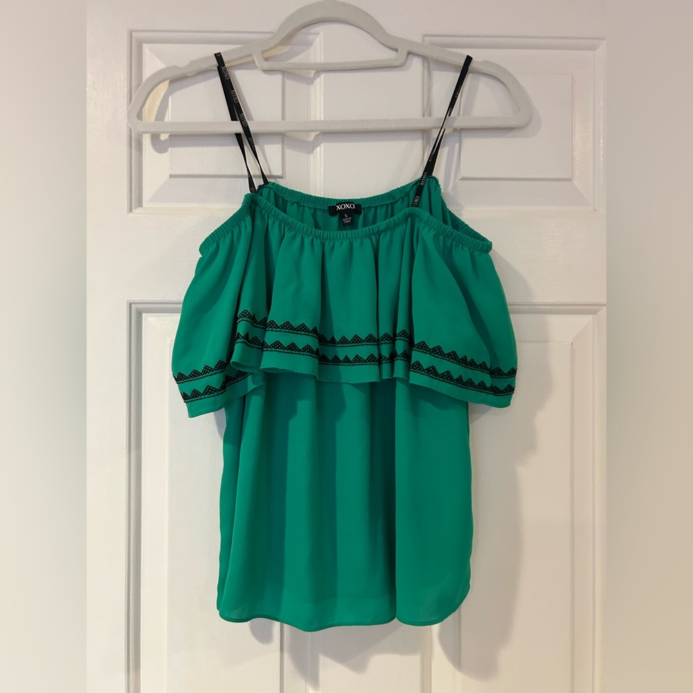 XOXO Green Off-Shoulder Women's Top, sz small